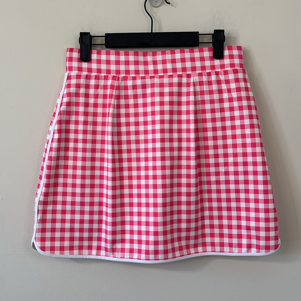 J.Crew Pink White Gingham Plaid High Rise Active Skort Size Small - Picture 6 of 10